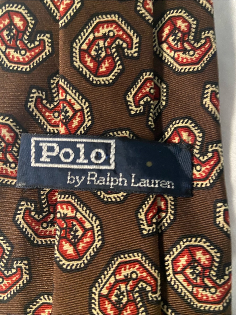 Polo Ralph Lauren Brown Tie with Red Paisley Motif - Picture 2 of 6
